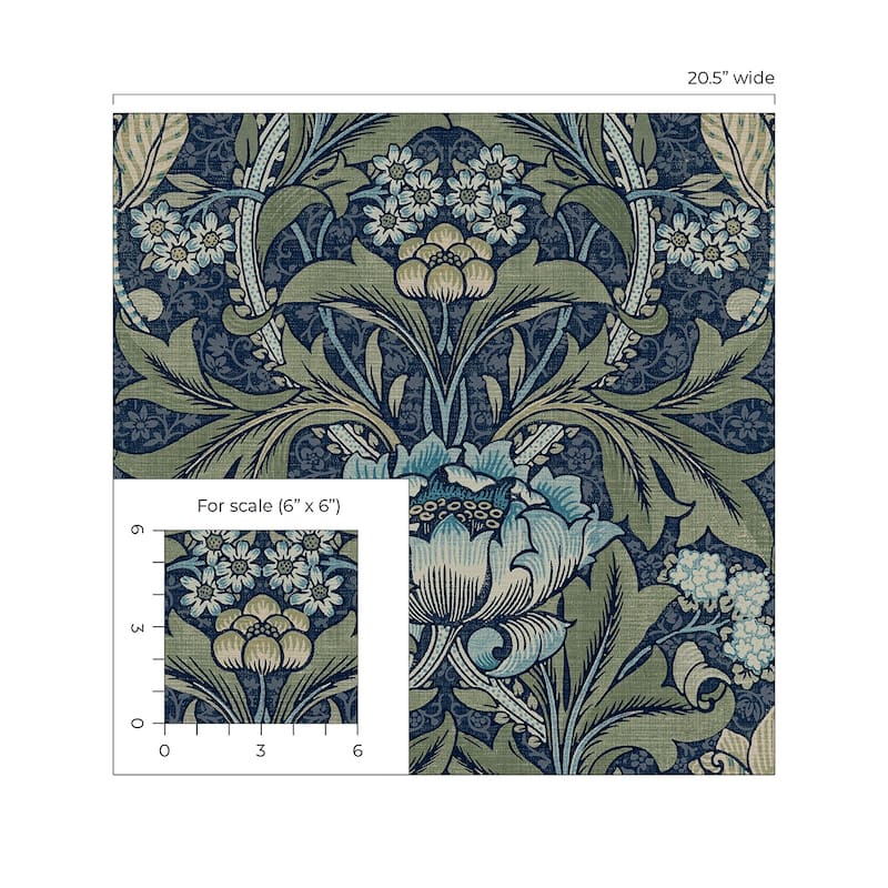 NextWall Acanthus Floral Peel and Stick Wallpaper