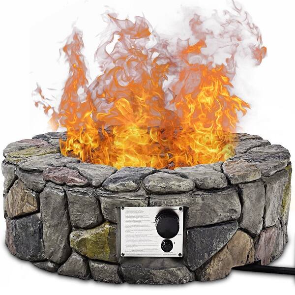 Shop Costway 28 Propane Gas Fire Pit Outdoor 40 000 Btus Stone