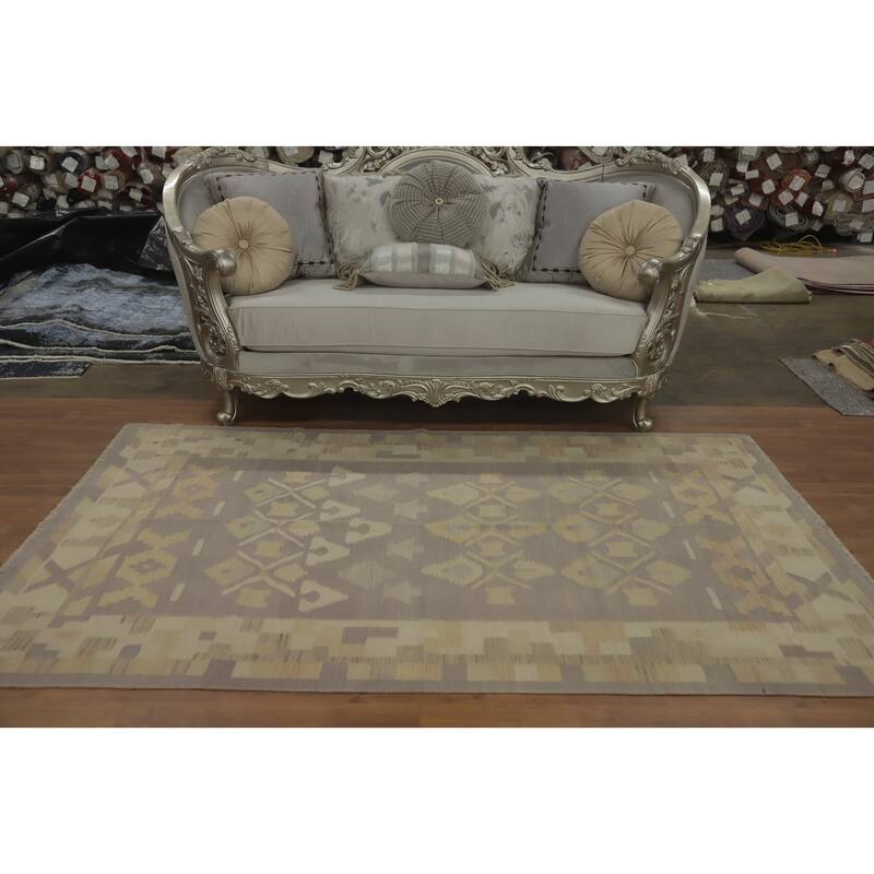 Hand Woven Southwestern Wool Purple Geometric Area Rug - 7' 10'' X 5' 1''