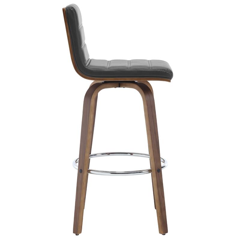 Modern Leather Upholstered Swivel Counter/Bar Stools, Set of 2