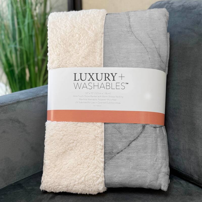 Premium Machine Washable Abstract Contemporary Sherpa Throw Blanket