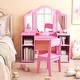 preview thumbnail 14 of 20, Kids Vanity Table and Chair Set with Removable Tri-Folding Mirror - 41" x 16" x 46"