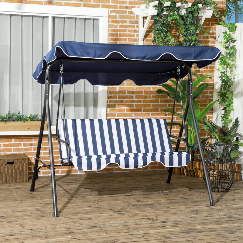 3-Seat Outdoor Patio Swing Chair with Removable Cushion and Adjustable Tilt Canopy for Patio, Garden, Poolside, Balcony