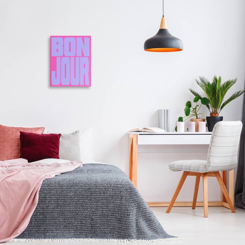 Stupell Bonjour Pink & Blue Canvas Wall Art Design By House of Lulu
