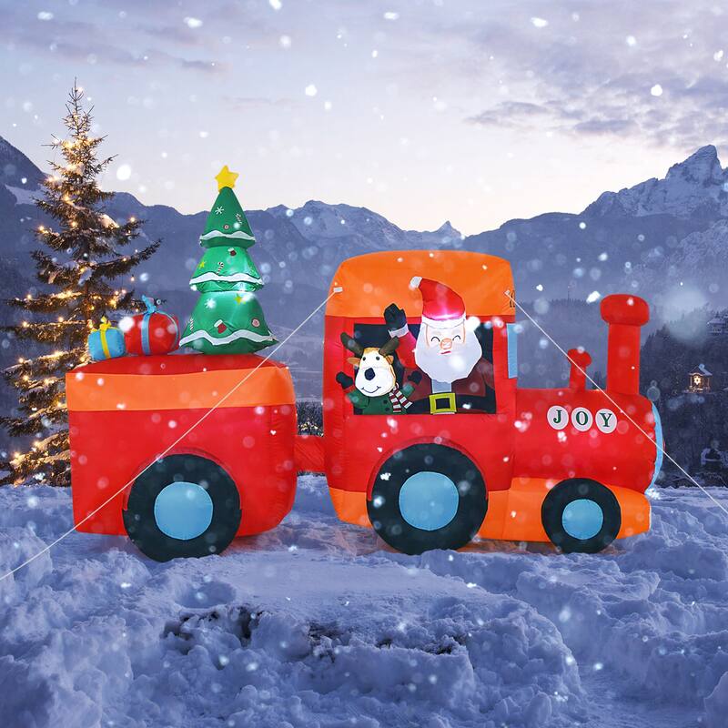 Gymax 8.6 FT Long Christmas Inflatable Train Inflatable Yard - See Details