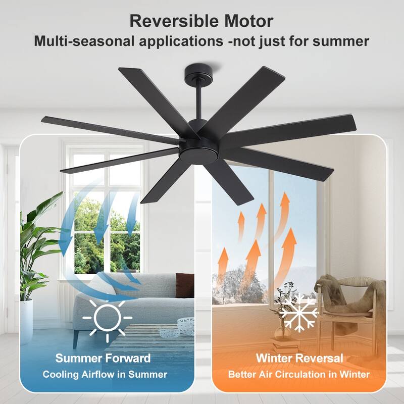 MLiAN 60 in. 8-Plywood Blades Indoor Ceiling Fan With Remote...