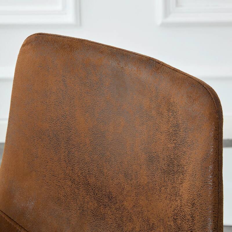 Set Of 2 Retro Brown Suede Bar Chairs