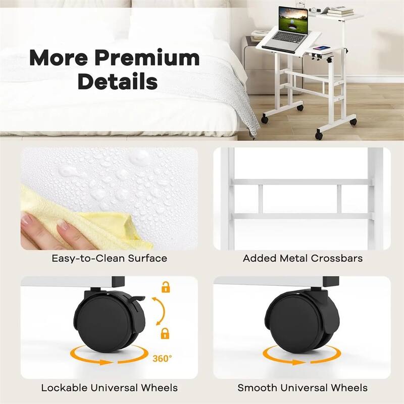 Small Mobile Liftable Standing Desk, Portable Rolling Desk Small Computer Desk, Adjustable Height Mobile Stand Up Desk