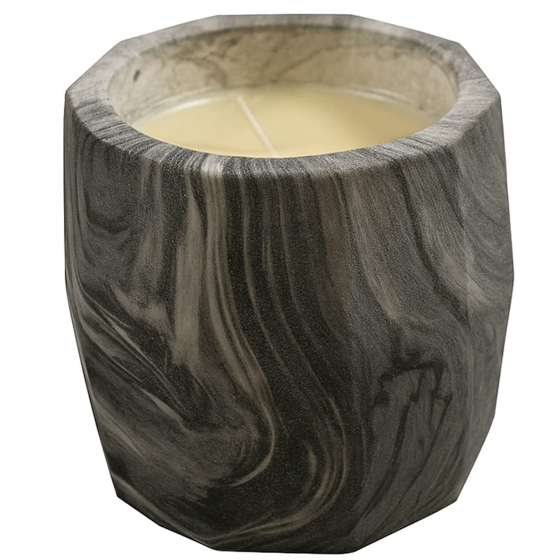 Gray and White Marbled Ceramic Candle Jar with Light Floral Scent 11oz