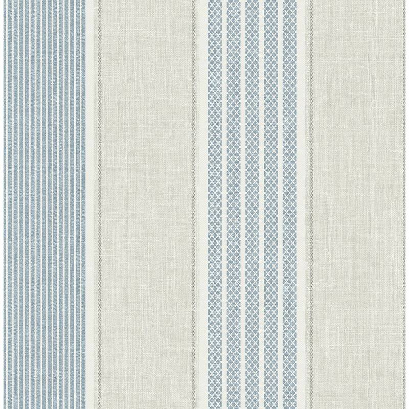 Seabrook Designs Havenport Sailor Stripe Unpasted Wallpaper - 20.5 in. W x 33 ft. L - Blue Oasis
