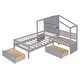 preview thumbnail 6 of 7, Grey Twin House Bed with Upholstered Sofa & Drawers