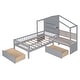 preview thumbnail 15 of 16, Twin Size House Bed with Upholstered Sofa, Charging Station, Wireless Charging, Shelves, and Two Drawers