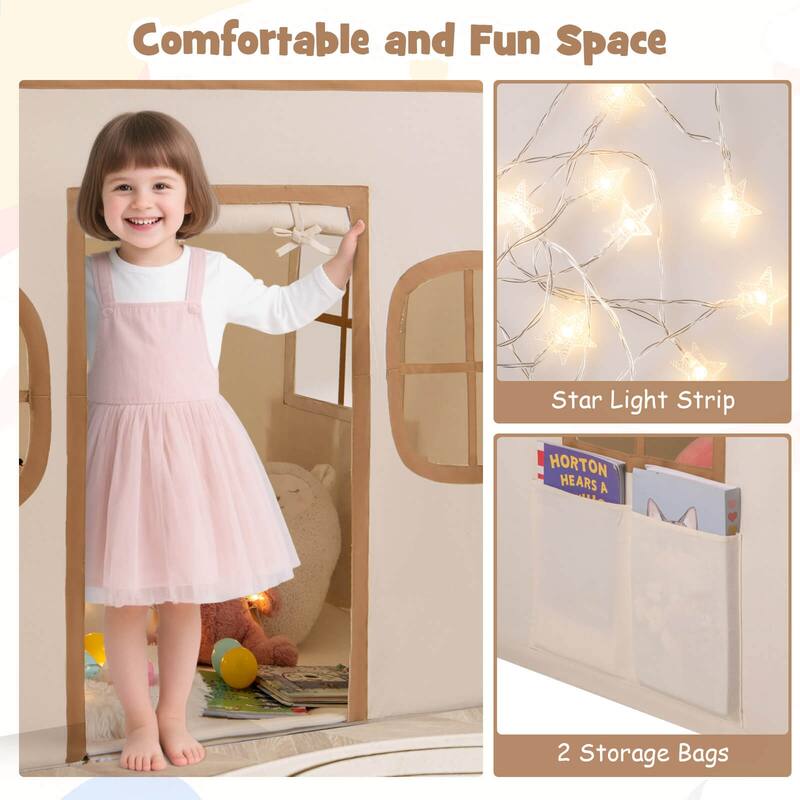 Honeyjoy Kids Play Tent with Padded Mat, Star Lights, Side Storage - See Details