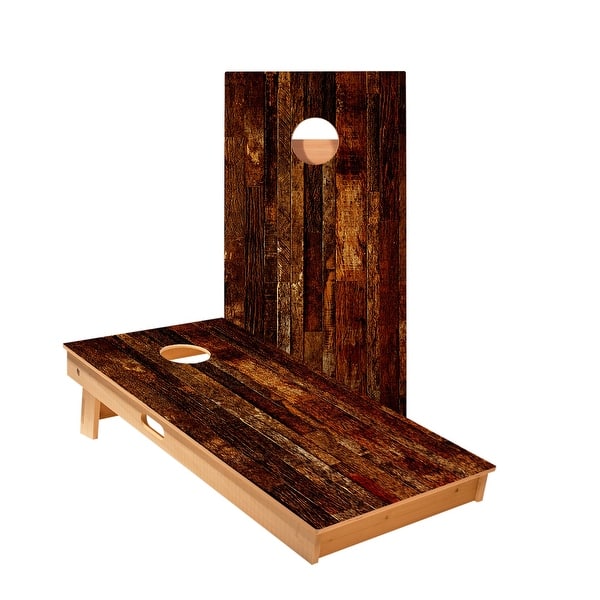 slide 2 of 5, Dark Wood Cornhole Boards NO Bags - Add Board Lights