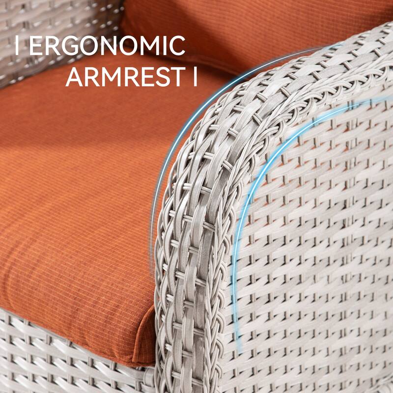 Cozywor 3-Piece Grey Wicker Patio Swivel Outdoor Rocking Chair Set