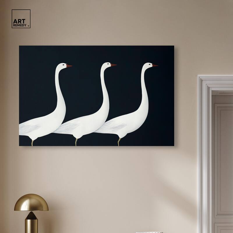 Trio of Swans Canvas by Art Remedy, Gallery Wrapped