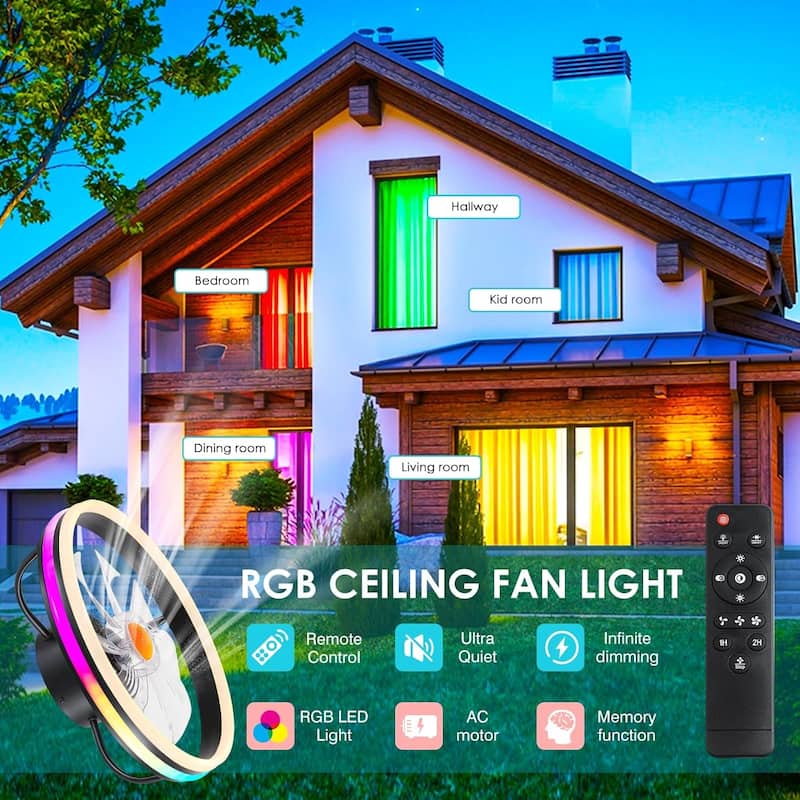 16" Low Profile Ceiling Fan with Light,3CCT 3 Speed Small Ceiling Fan for Bedroom,Closet,Small Room - 16 Inches