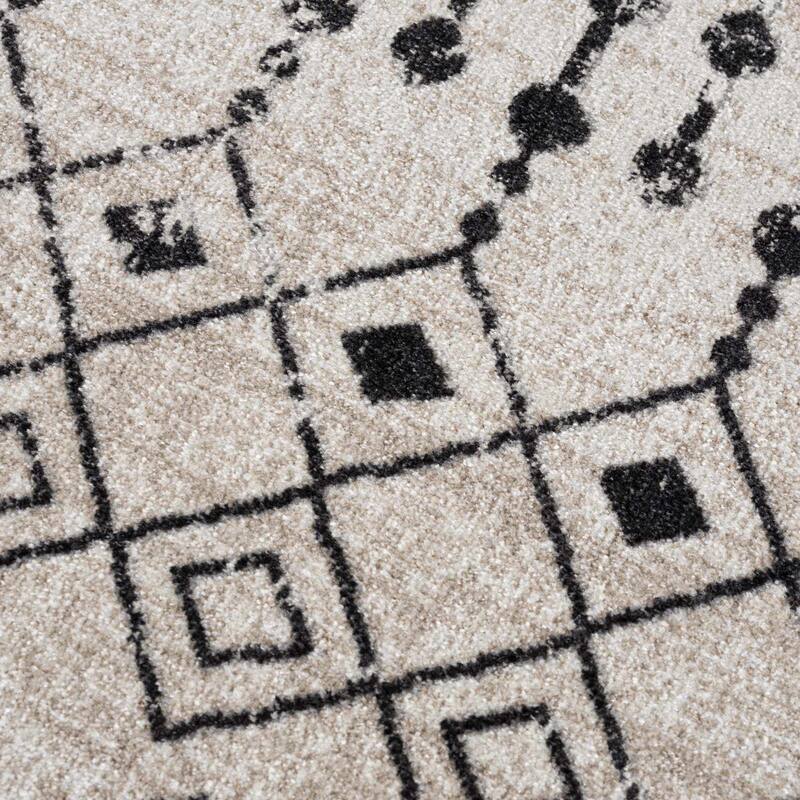 Hauteloom Joppatowne Hallway, Kitchen Machine Washable Runner Rug - Black, Gray, Peach - 2'7" x 7'3"