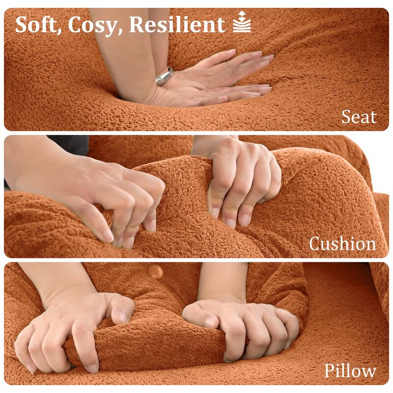 Faux Lamb Wool 68.5" Sofa with Stylish Throw Pillows, Small 2-Seater for Apartments, Living Rooms, and Bedrooms
