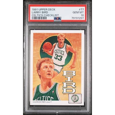 Larry Bird 1991 Upper Deck Basketball Card #77 Graded PSA 10 - 8'6" x 11'6"
