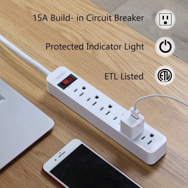 KF 6-Outlet Power Strip (4Pack), 2-Foot Long Cord, ETL Listed. Opens flyout.