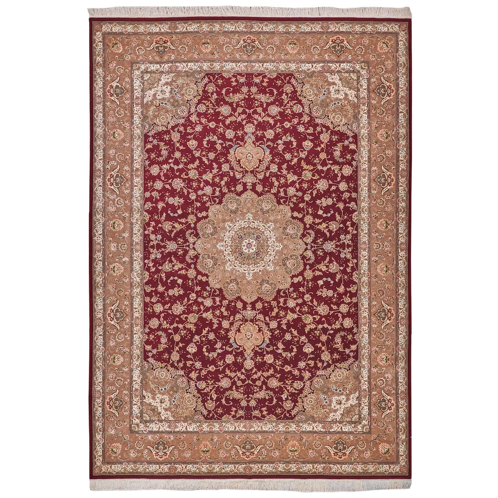 EXQUISITE RUGS ONE-OF-A-KIND Super Fine Tabriz Hand Knotted Brown Rug - 10'x14'
