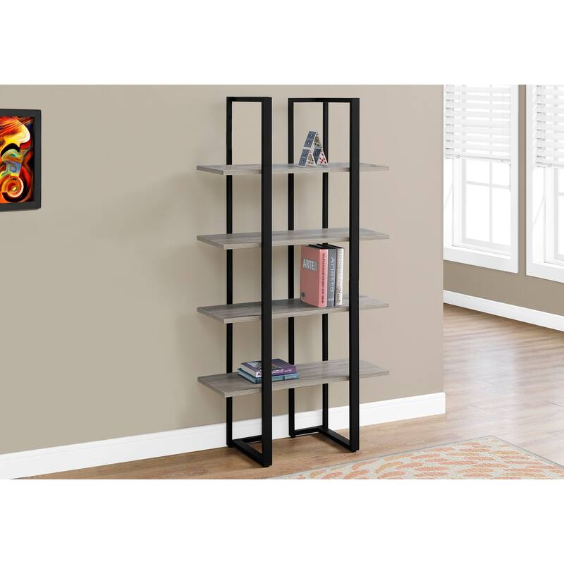 Modern 4 Tier Bookshelf, Contemporary 60"h Metal Frame Bookcase, for Living Room Office Bedroom