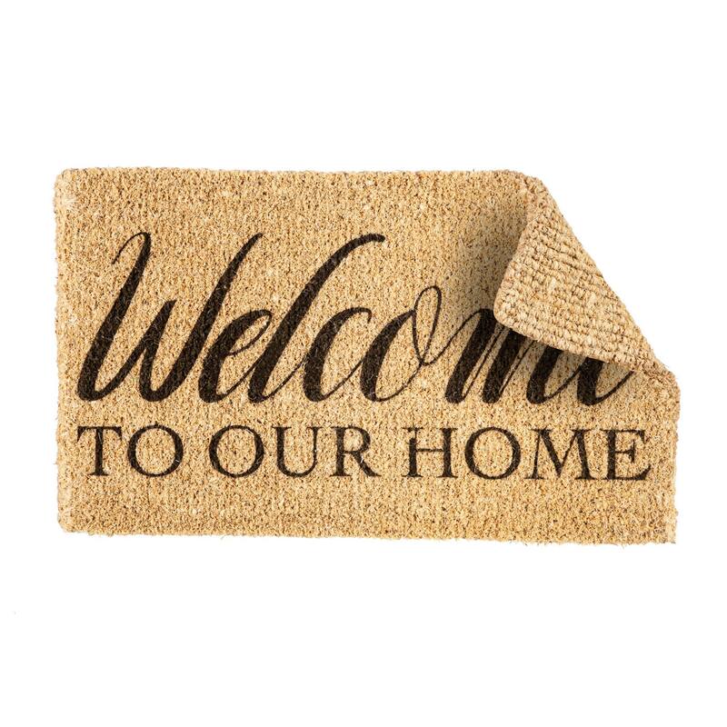 "Welcome to Our Home" Woven Coir Door Mat, 30 x 18"
