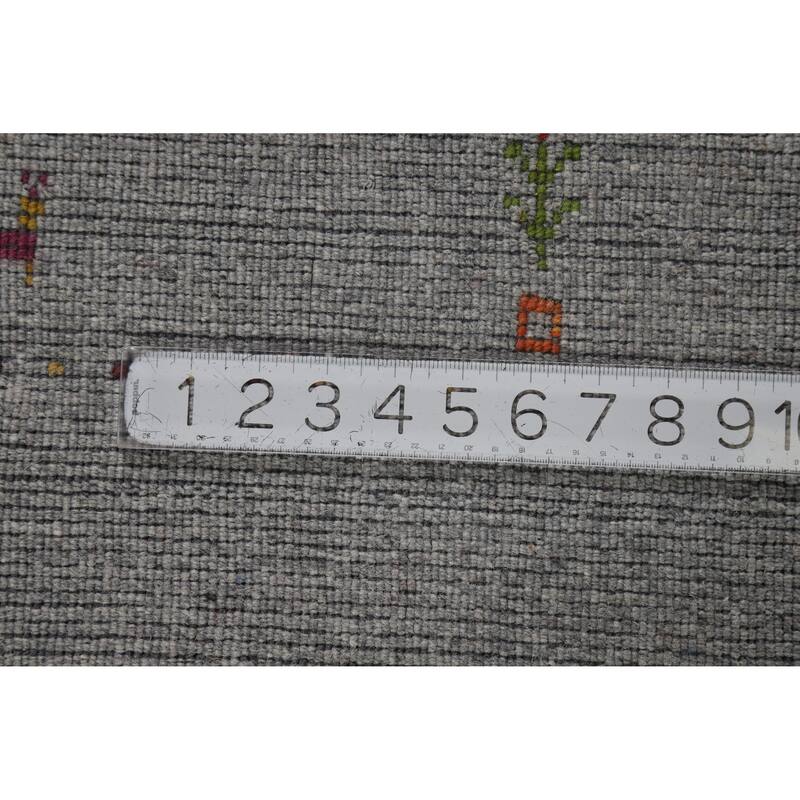 Hand Knotted Oriental 100% Wool Carpet Tribal Animal Pictorial Greys & Charcoal Gabbeh Area Rug - 7' 10'' X 5' 0''