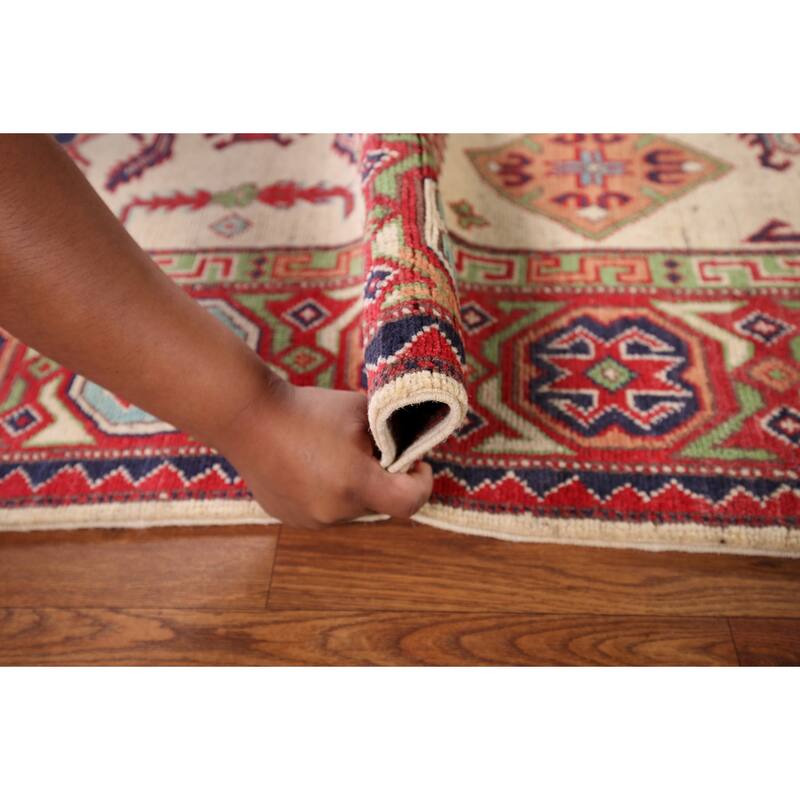 Beige Kazak Oriental Area Rug Handmade Traditional Wool Carpet - 4'10" x 5'9"