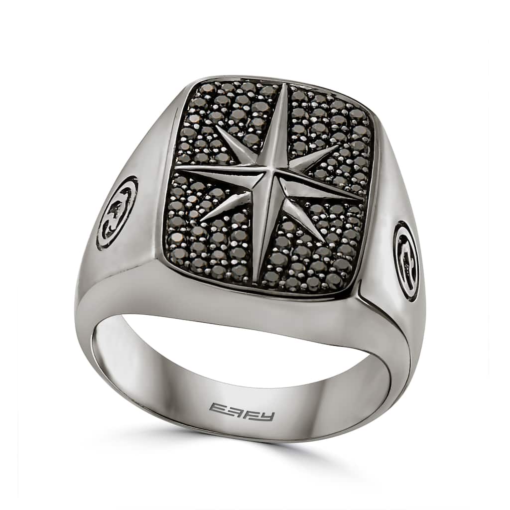 Effy Men's 925 Sterling Silver ,Black Spinel Ring