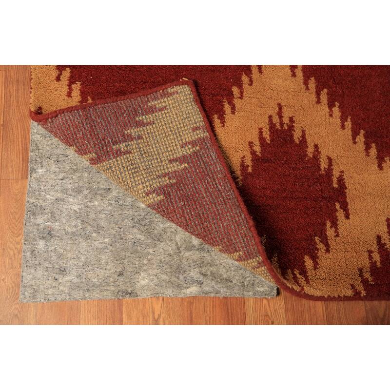 Hand Knotted Oriental 100% Wool Carpet Modern Geometric Red Moroccan Area Rug - 11' 8'' X 8' 11''