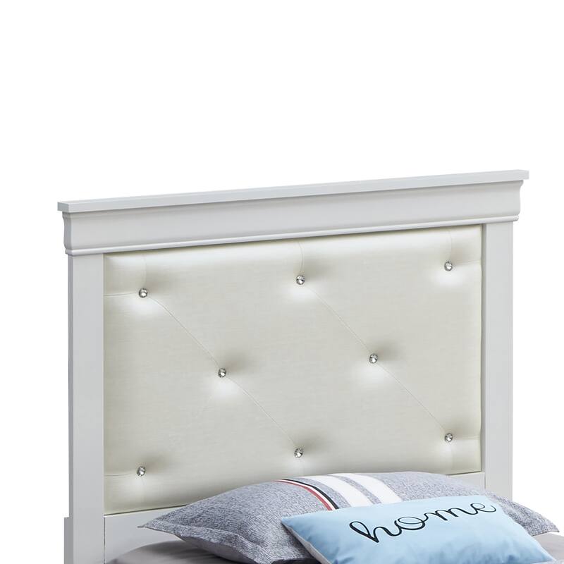 Tufted Twin Panel Bed - 80" - Silver