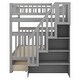 preview thumbnail 17 of 16, Full Over Full Solid Wood Bunk Bed with Two Drawers and Storage Staircase, High Guardrail