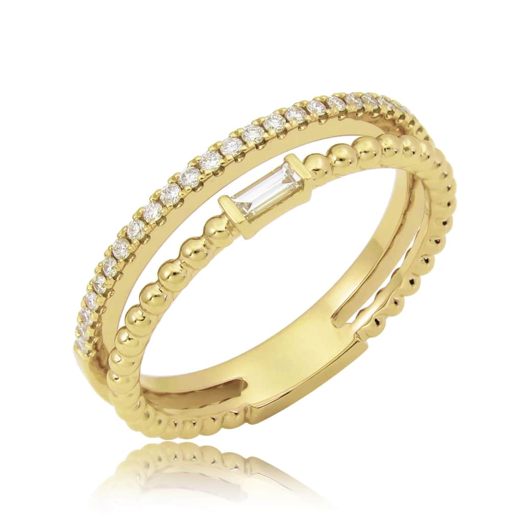 Joelle Collection Diamond Double Row Band Ring for Her 18K Gold 1/5 Cttw. Ring Size 6.5