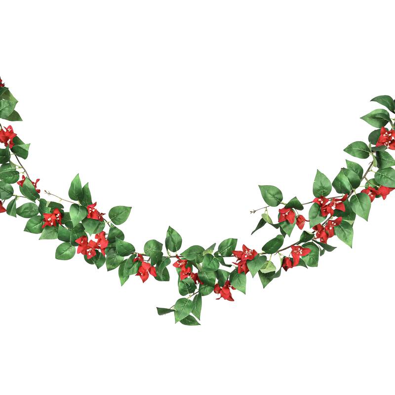 Red Artificial Bougainvillea Flower Garland Hanging Vine 6ft - 72" L x 8" W x 3" DP