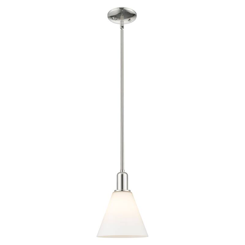 Innovations Lighting Endless Possibilities Arcadia - Berkshire Glass - 1 Light 8" Stem Hung Mini Pendant - Polished Nickel/Matte White