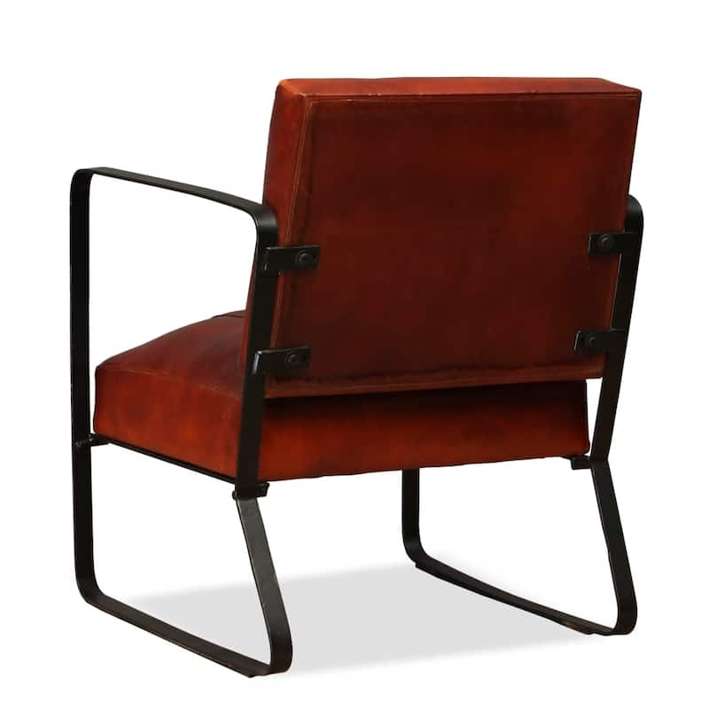 vidaXL Sofa Single Sofa Chair with Metal Frame for Living Room Genuine Leather - 23.6" x 25.2" x 29.1"