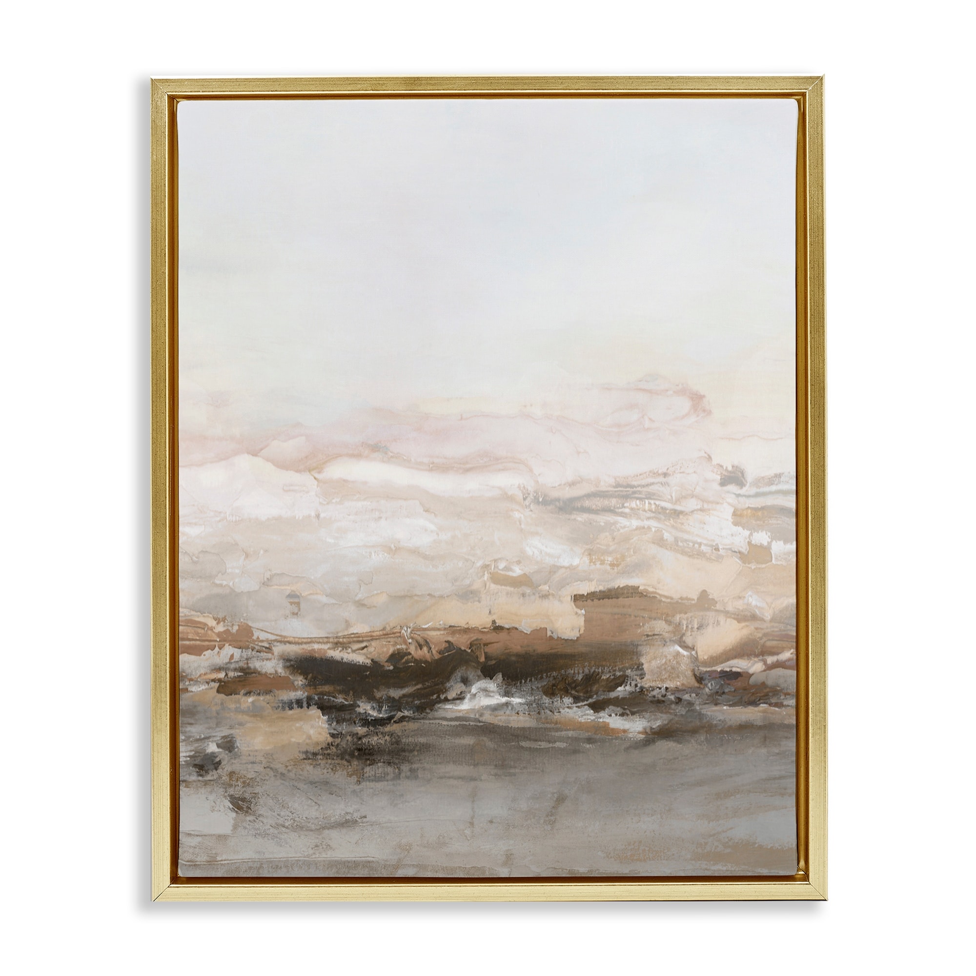 Stupell Neutral Toned Abstract Horizon Framed Floater Canvas Wall Art Design By Hazel J.