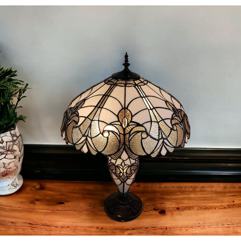 27" Metal Two-Light Candlestick Lamp with Beige Shade for Home Decor - 12” x 22” x 27” - Dark-Brown-Beige