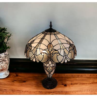 27" Metal Two-Light Candlestick Lamp with Beige Shade for Home Decor - 12” x 22” x 27”