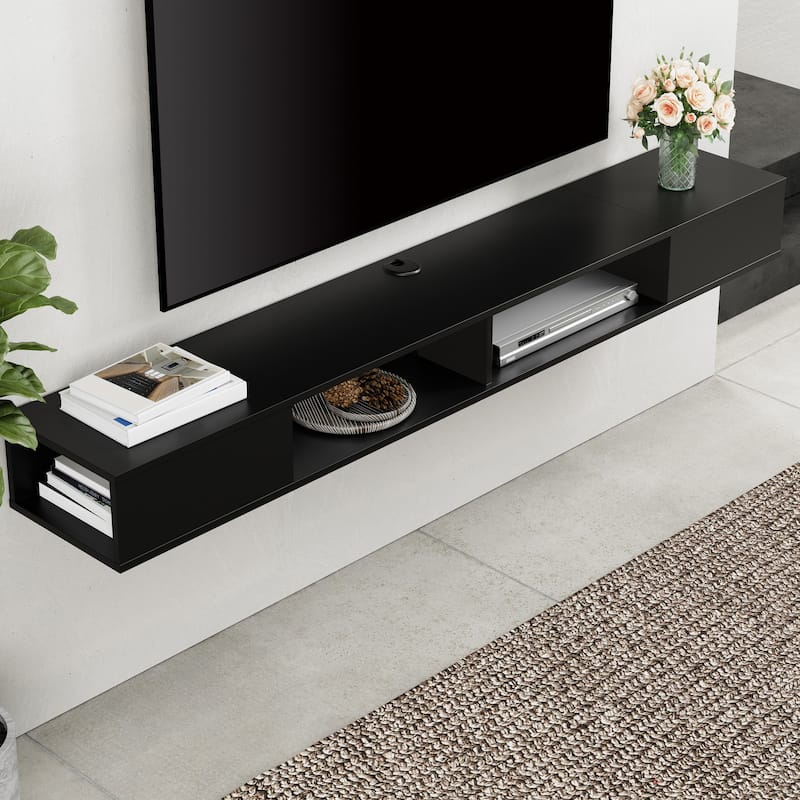 Floating TV Stand Media Console Shelf Under TV,Black