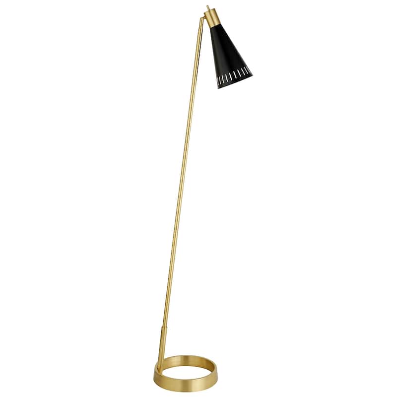 62" Black Reading Floor Lamp with Black Cone Shade for Modern Spaces - 11" x 11" x 62" - Black