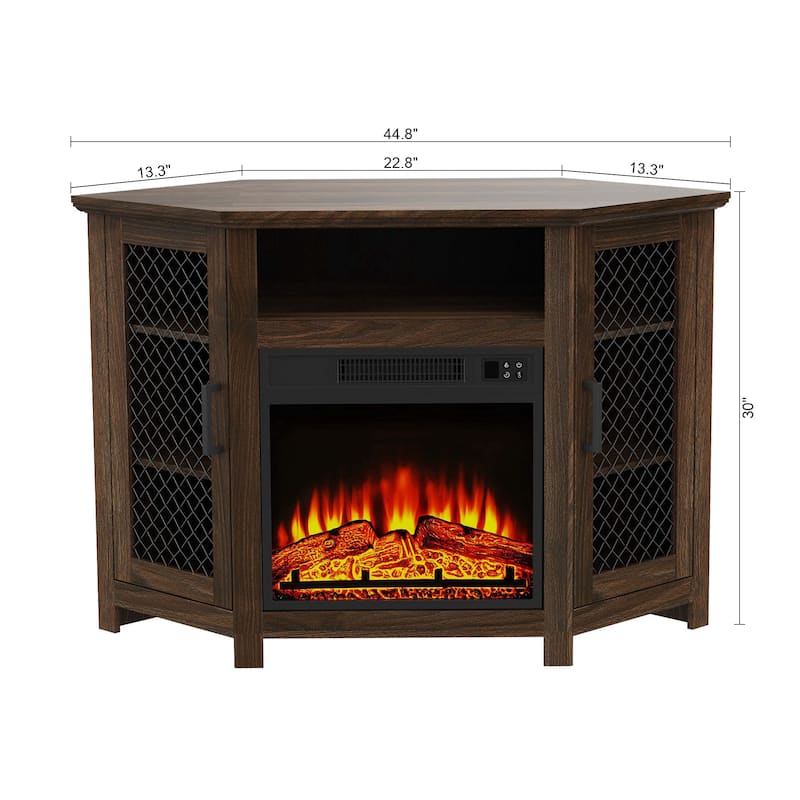 44.8" TV Stand Console with 18" Electric Fireplace and Shelves - n/a