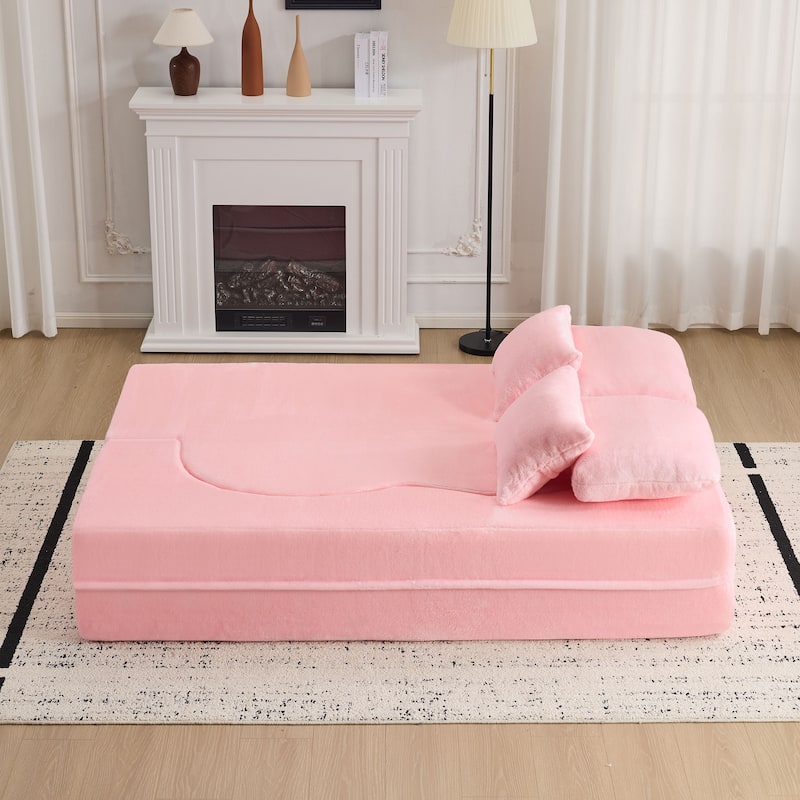 Queen Foldable Sleeper Sofa, Floor Couch Sofa Bed, High-Density Foam Convertible Lounge Sofa Loveseat