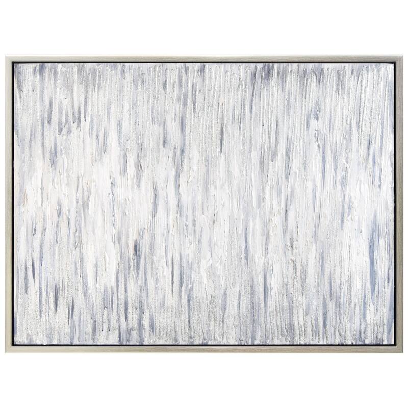 Gray Field Textured Glitter Hand Painted Canvas Wall Art
