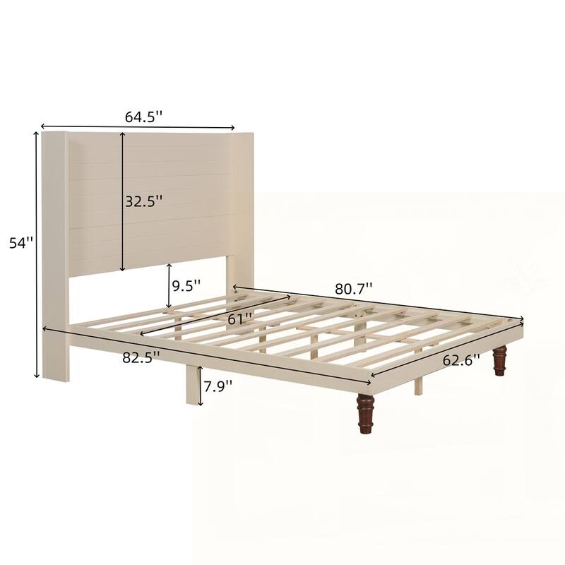 54 "High Headboard Wood Platform Bed Frame