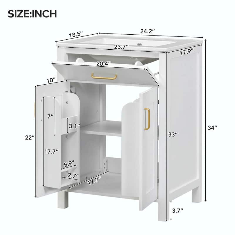 24" Bathroom Vanity Combo with Ceramic Sink