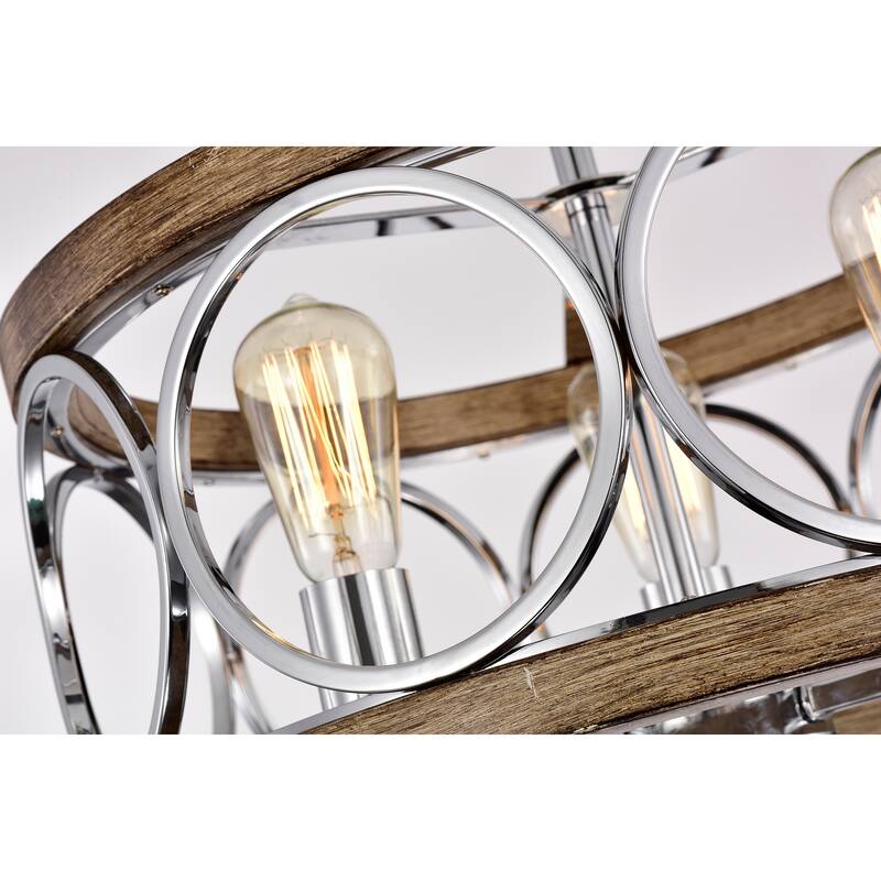 Myla Chrome 3-Light Metal Drum Semi-Flush Mount