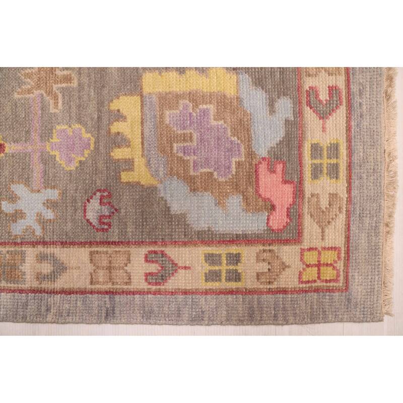 ECARPETGALLERY Hand-knotted Modern Oushak Grey Wool Rug - 8'11 x 11'11